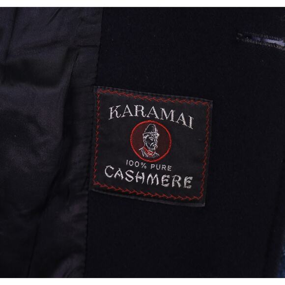 Franco's Custom Navy Blue 100% Cashmere Karamai Full Length Overcoat Coat 42R - Picture 7 of 7